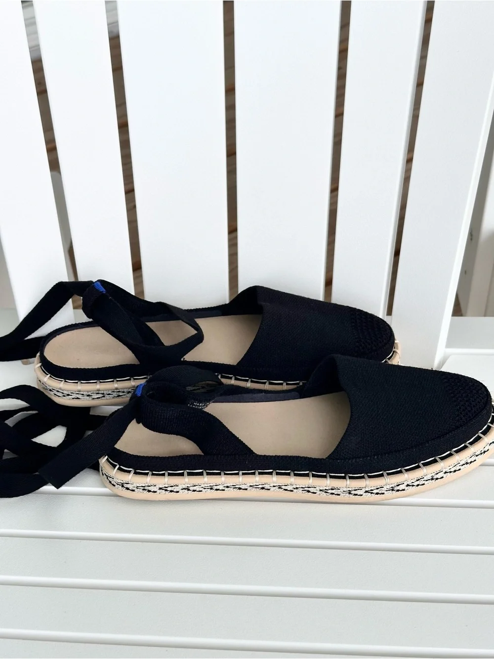 Rothy's Black Espadrille Lace-Up Flats